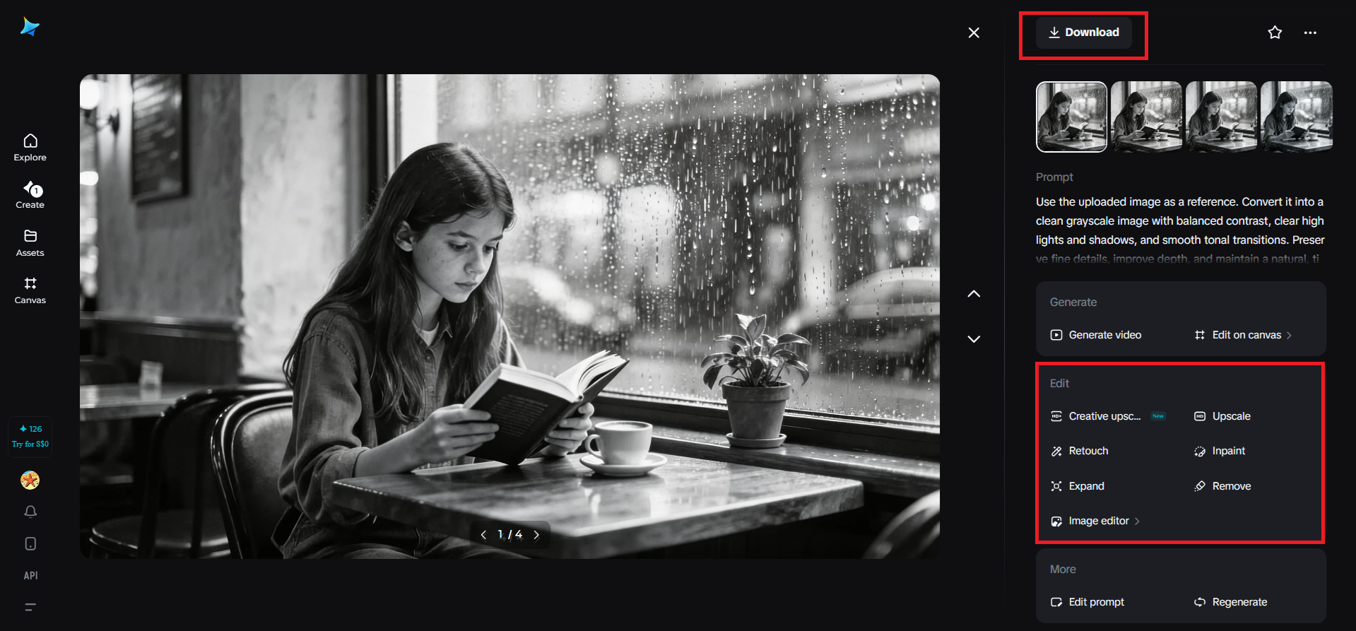 Refine tones and download the final image