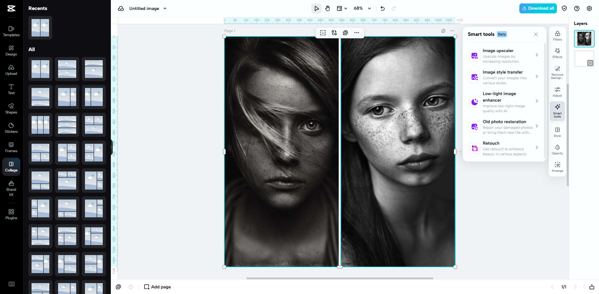 Interface of CapCut Web - an easier way to make photo collages