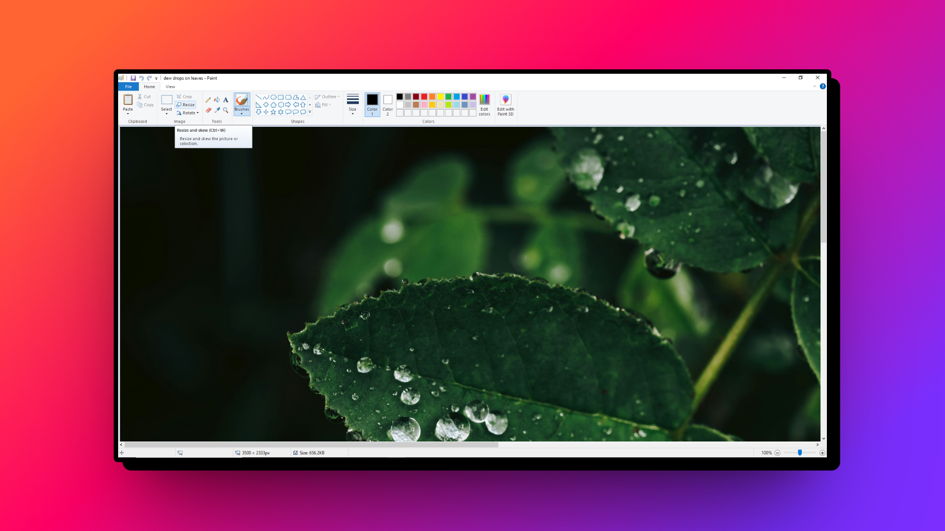 Load your image and open the resizing function