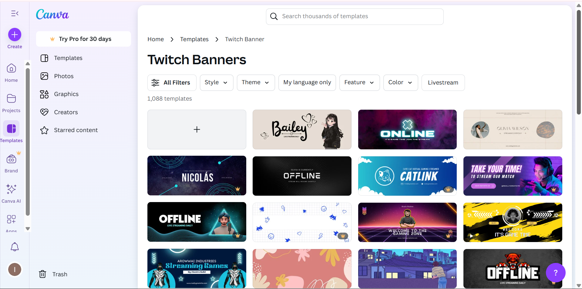 Canva - the popular platform to get Twitch banner templates for free