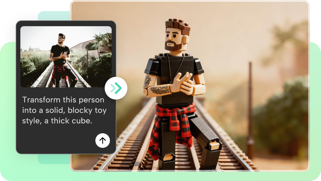 Converti l'immagine in stile artistico a blocchi usando AI