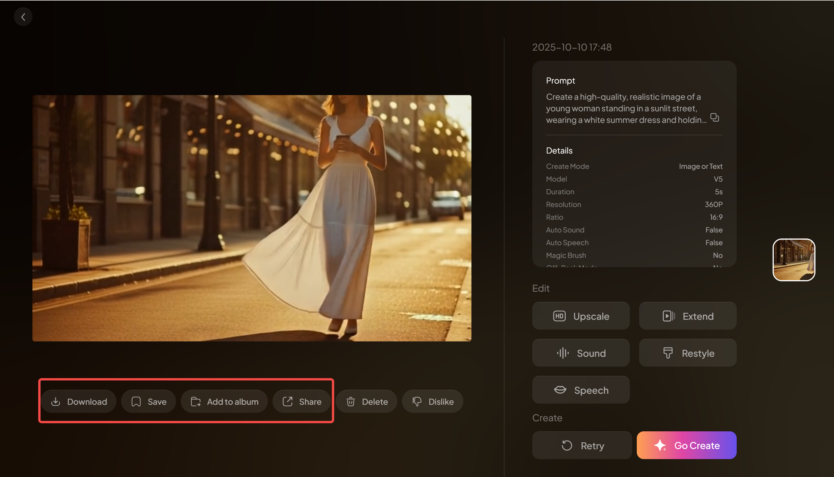 Exporting a video from the PixVerse AI video generator