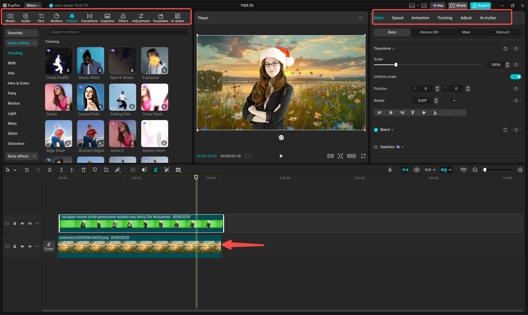 Upload a new video background and polish the video in CapCut