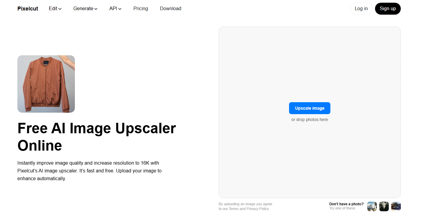Pixelcut's AI image upscale online