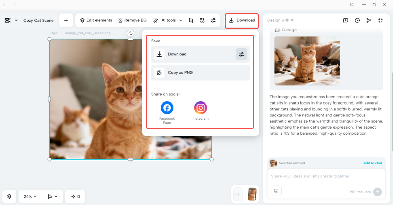 Exporting the cropped image in CapCut