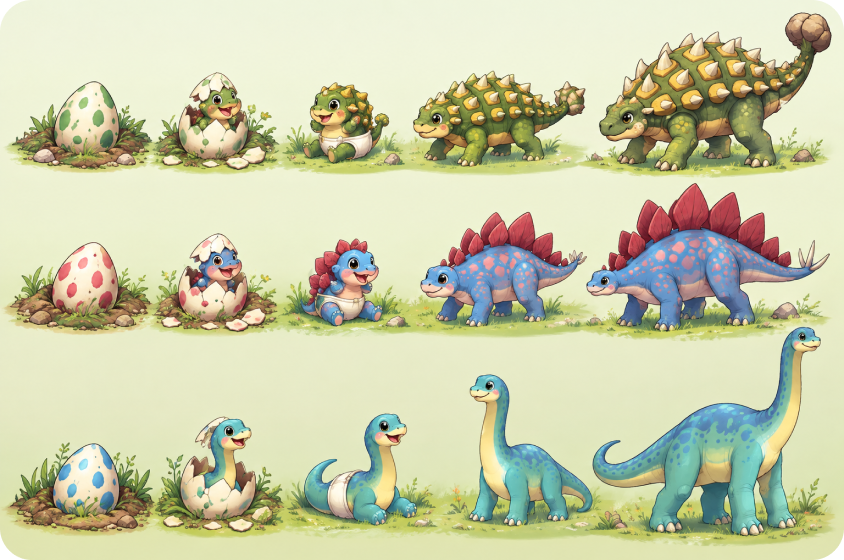 Design dinosaur game assets
