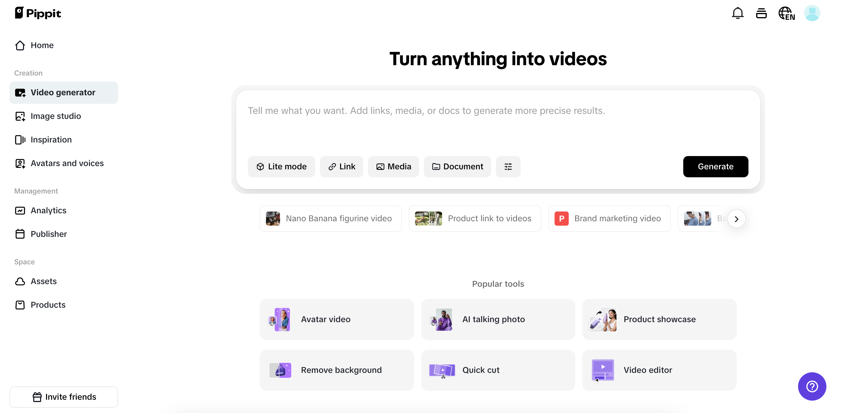Access Video generator to get started