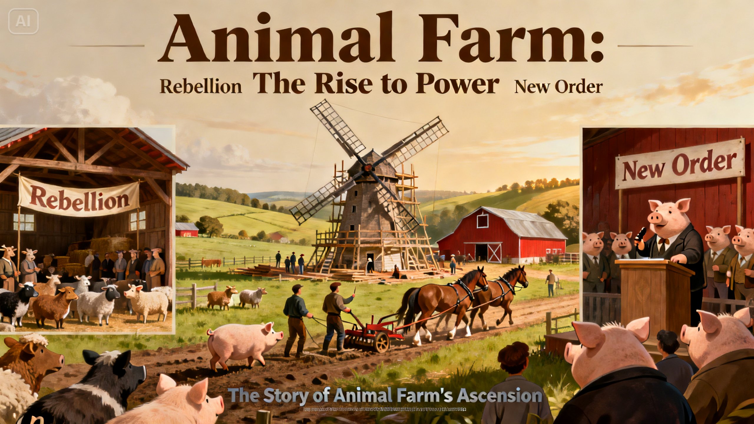 proiect poster pe Animal Farm care spune povestea