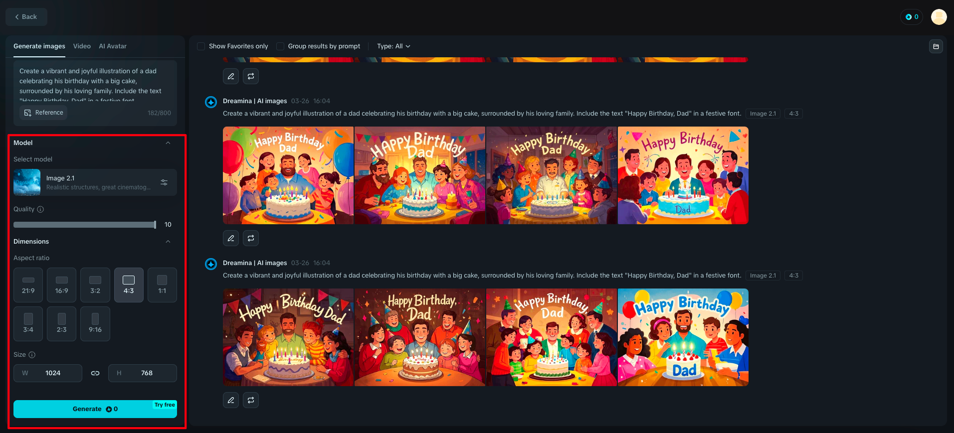 Reglați setările și generați