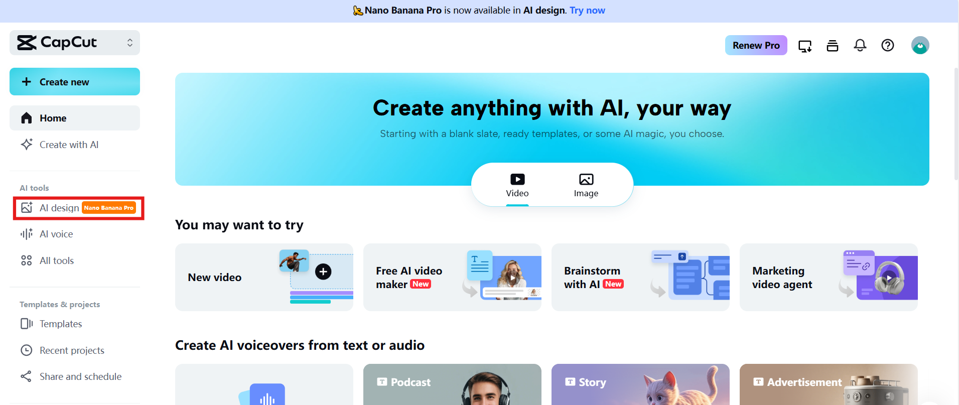AI design on CapCut Online Editor