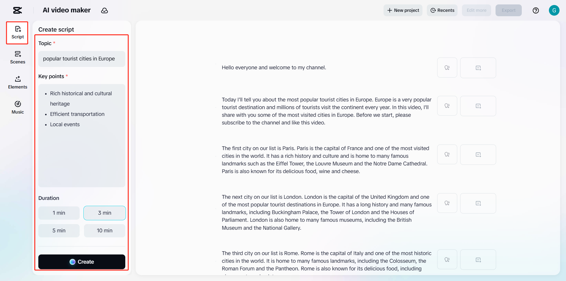 Enter or generate a script