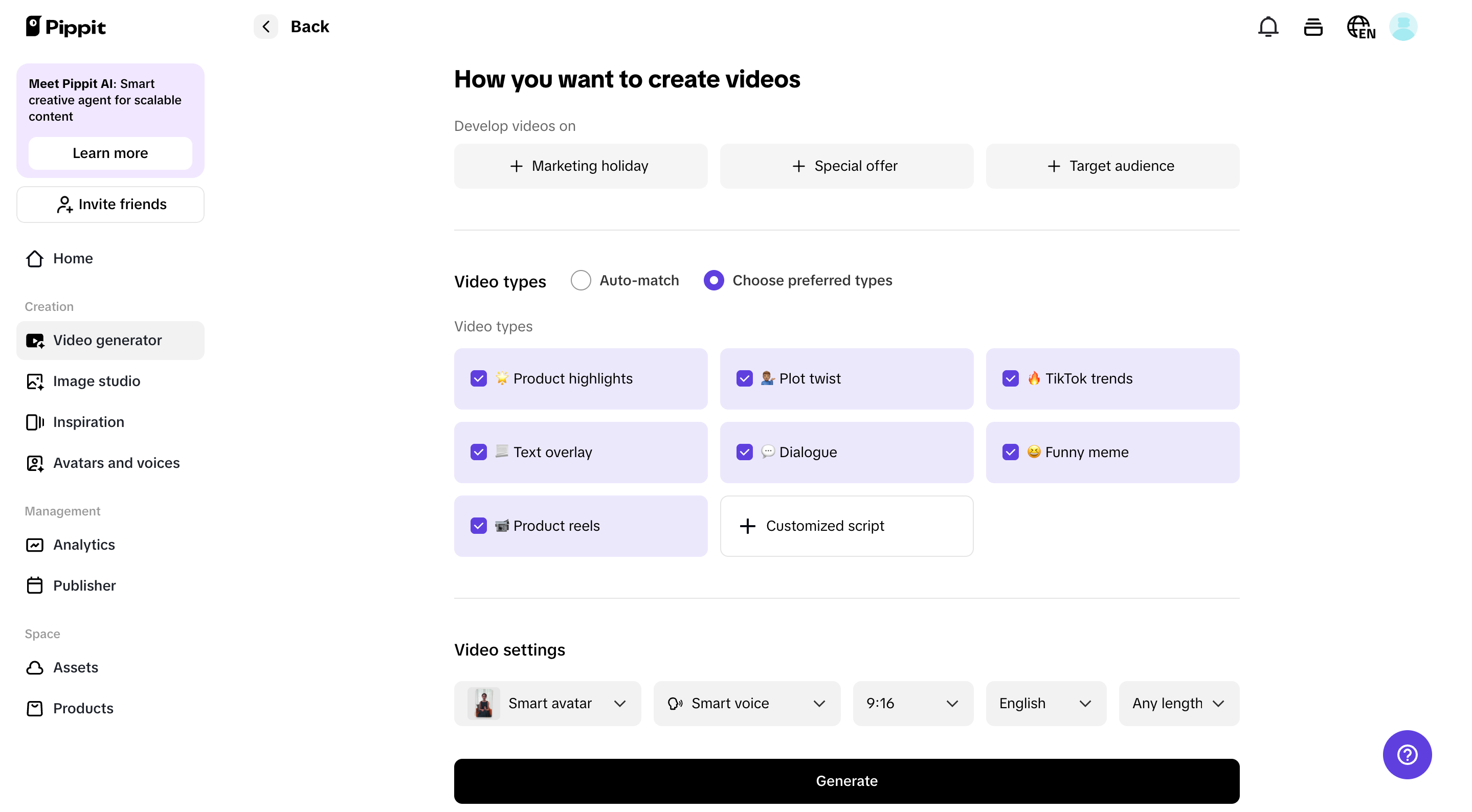 Xác nhận cài đặt và tạo video