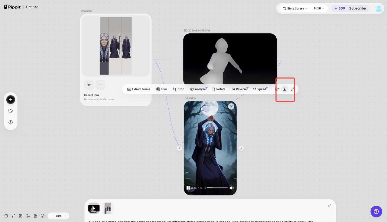 Downloading the finalized character-swapped animation