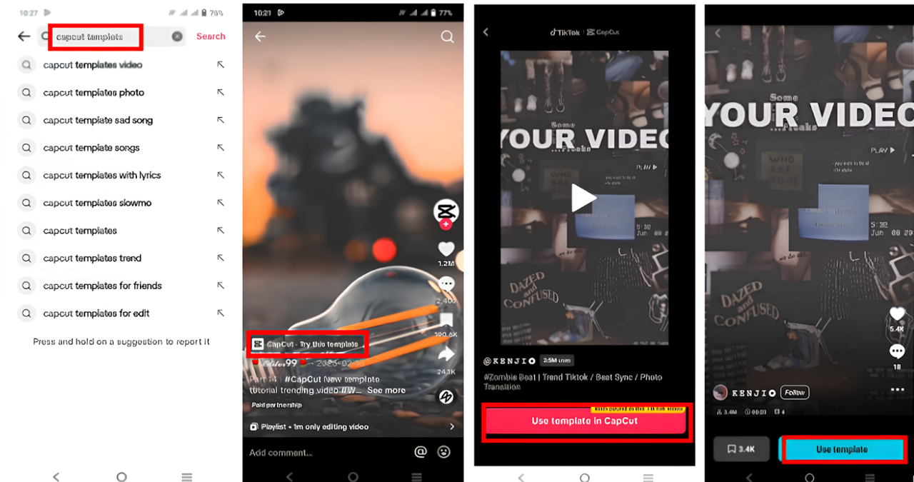 Use CapCut templates from TikTok