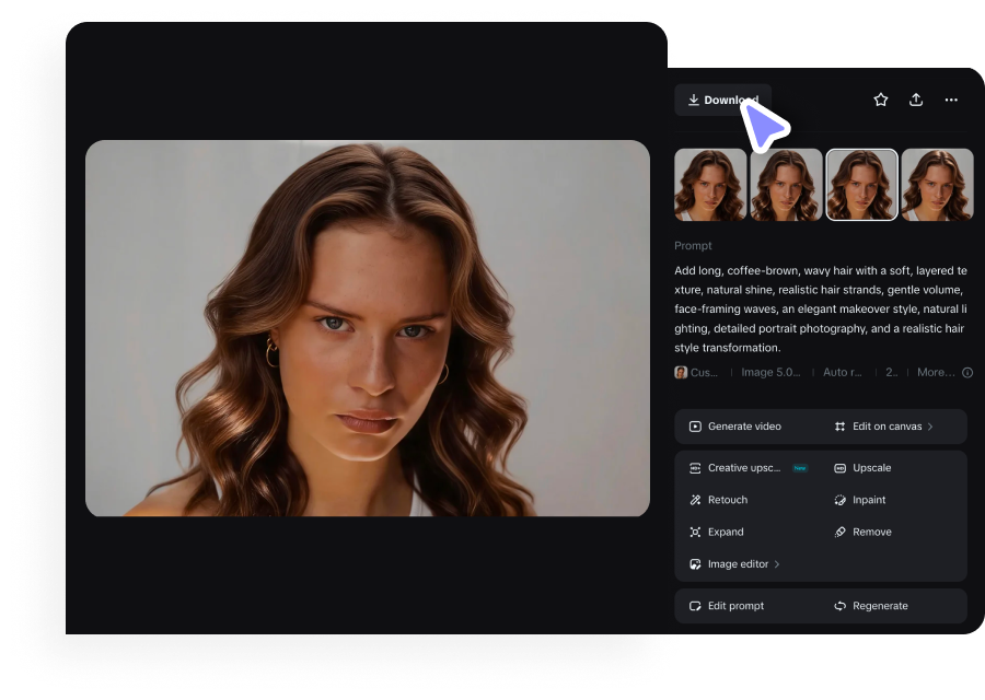 Refine and download your long hair transformation