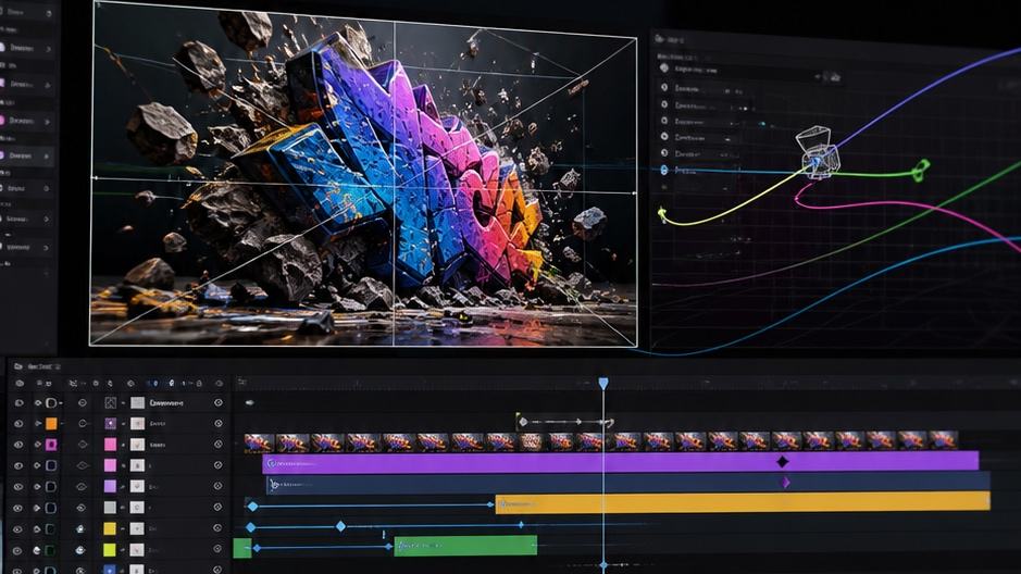 3D graffiti motion template and street-art video editing visual