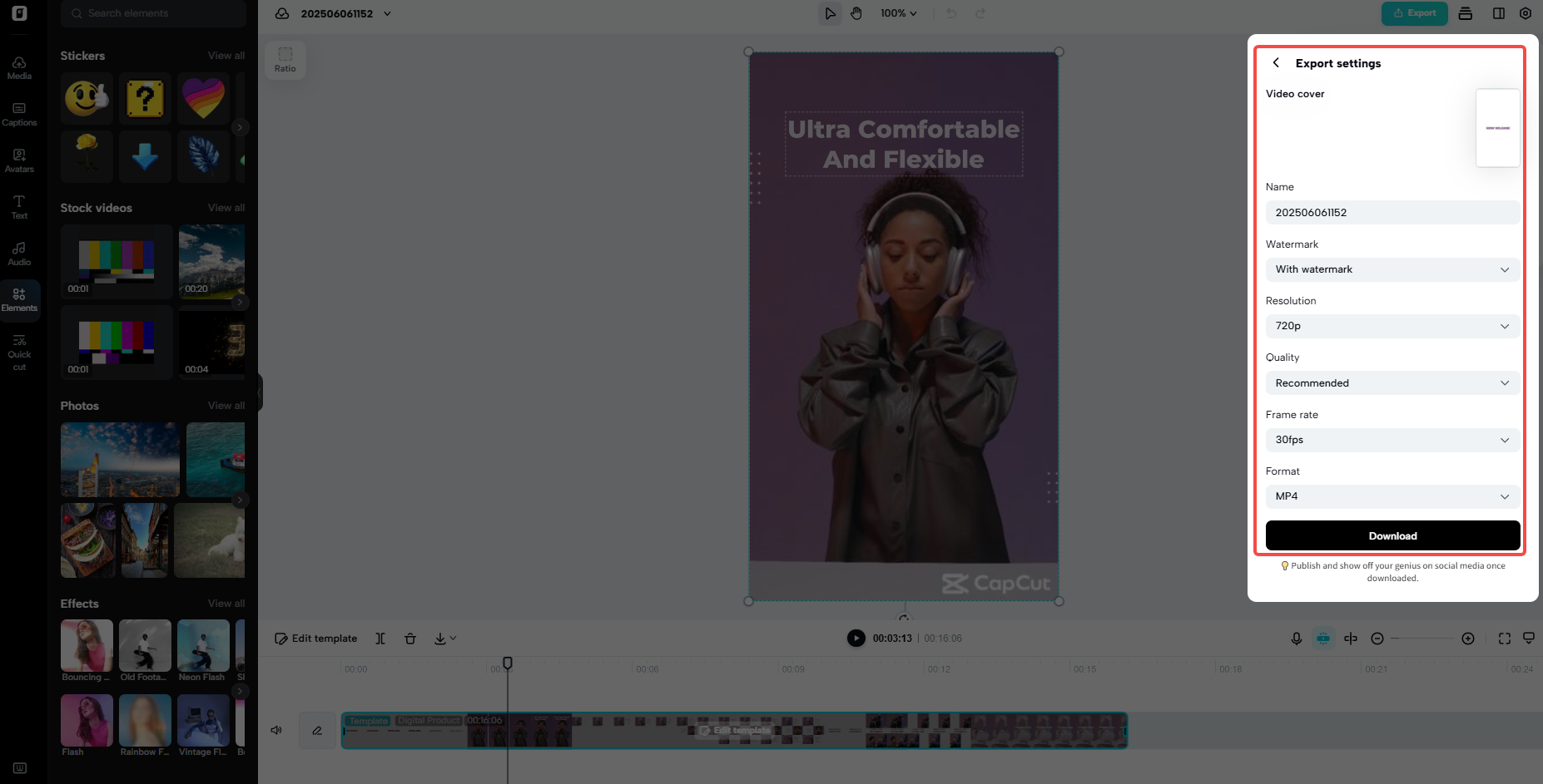 One-click export in multiple formats