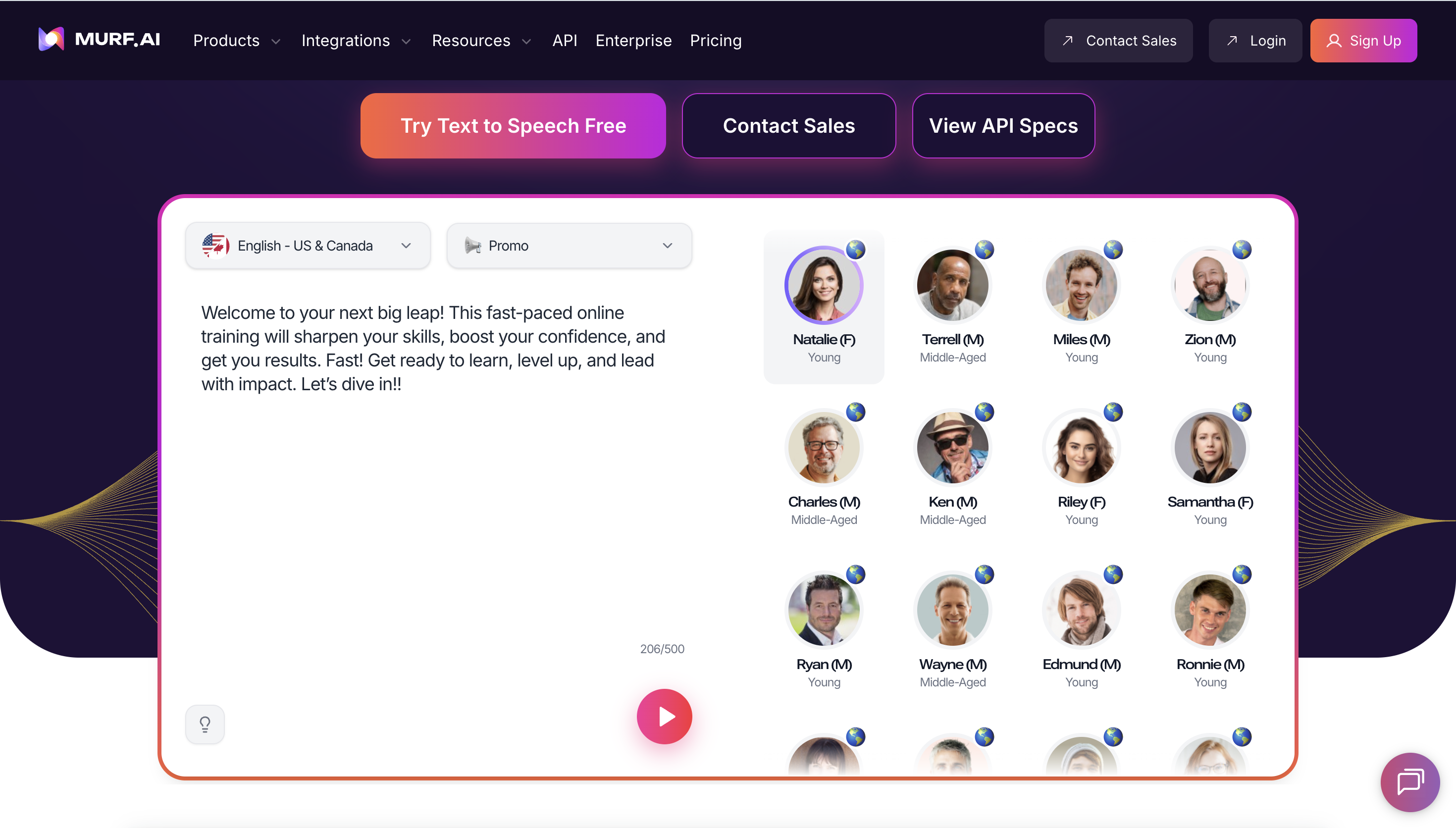 Murf AI homepage
