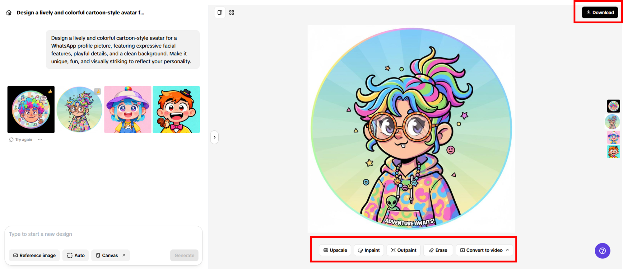 Edit and download
