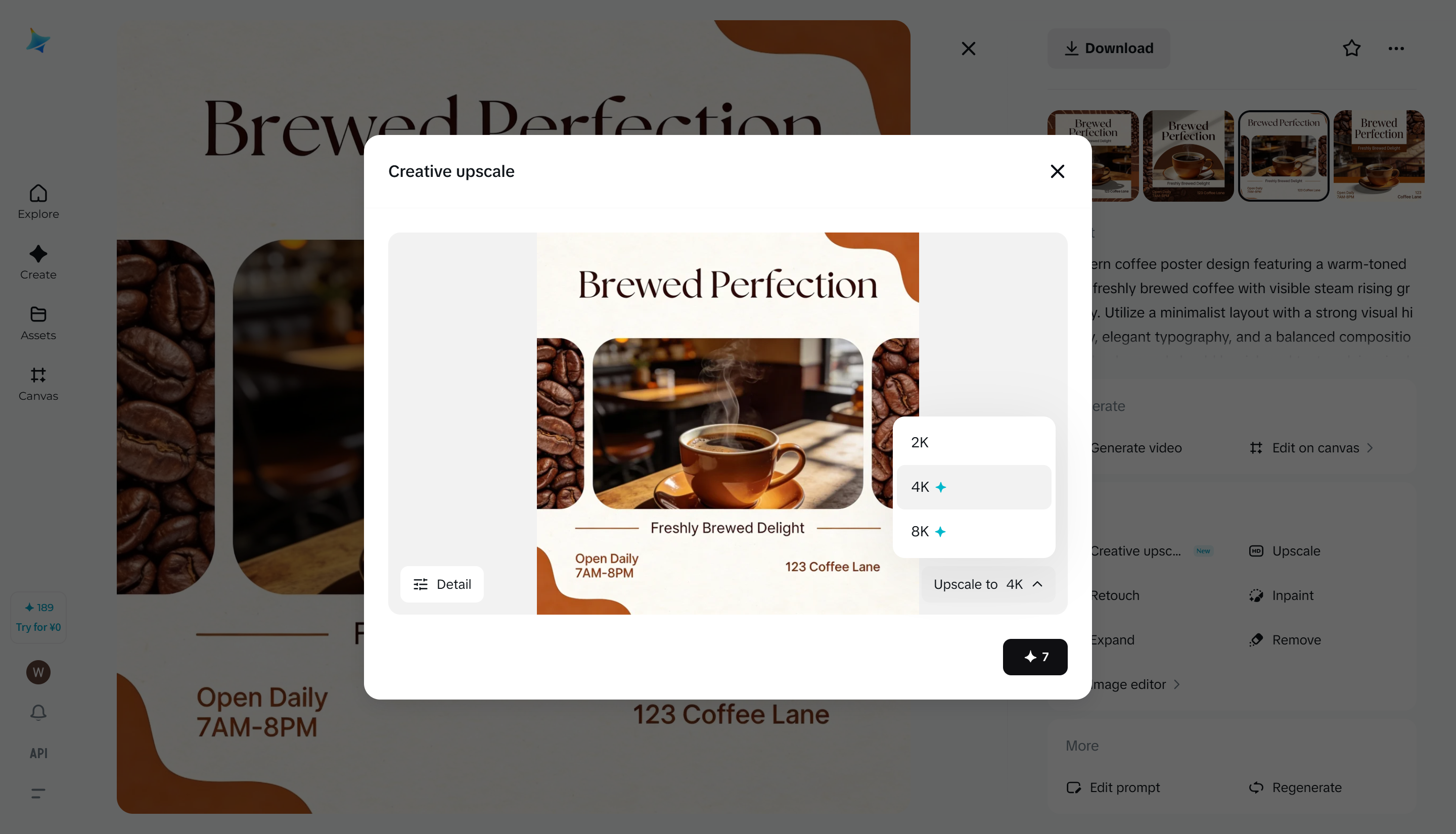Poster kopi kelas atas untuk mengasahnya