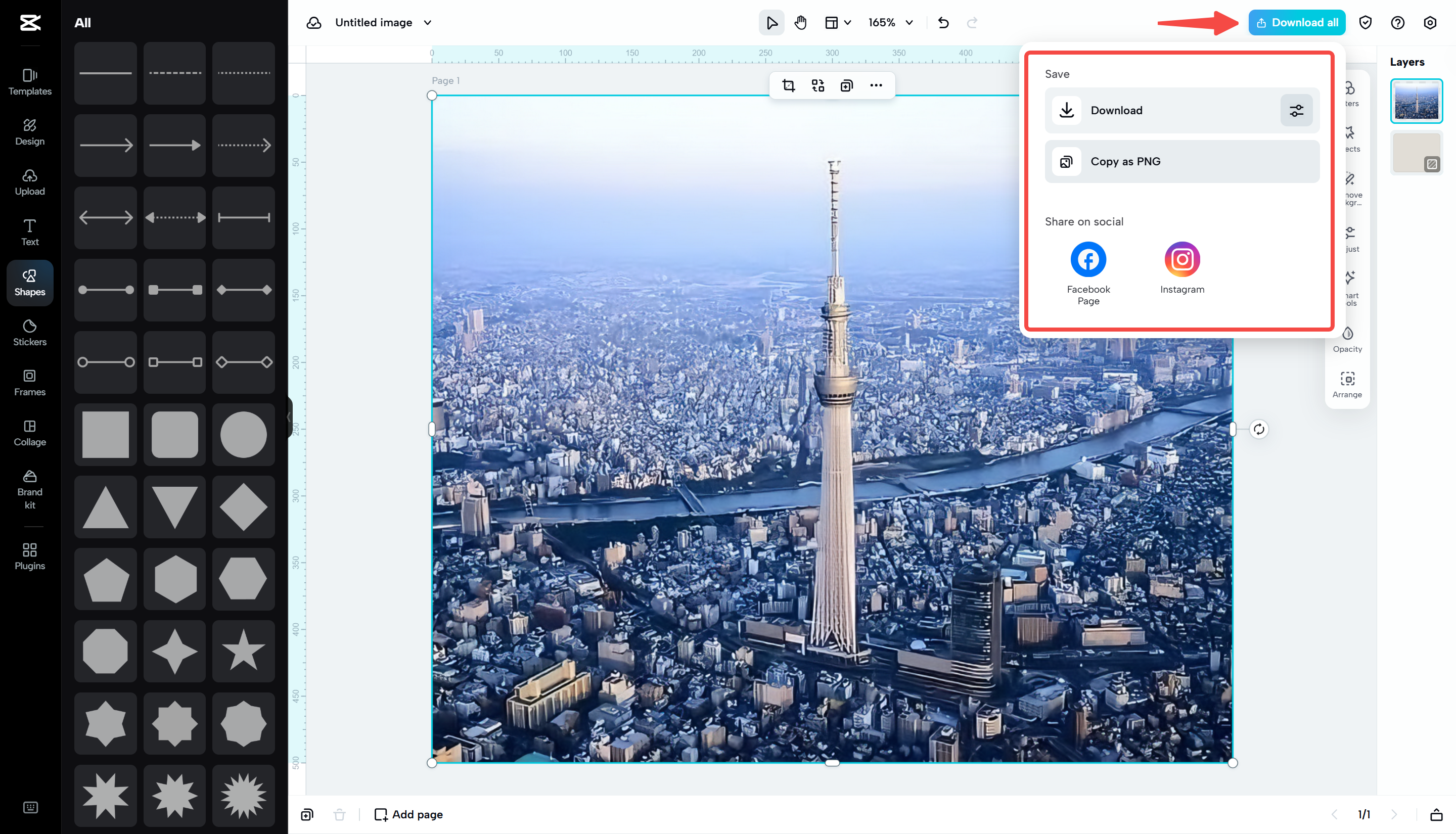 Downloading the image from CapCut Web