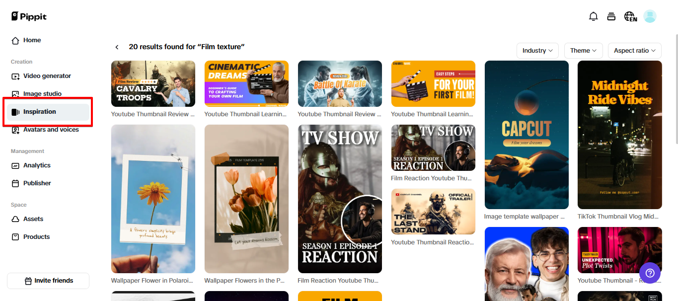 Mga template ng larawan na paunang nilinis ng Pippit