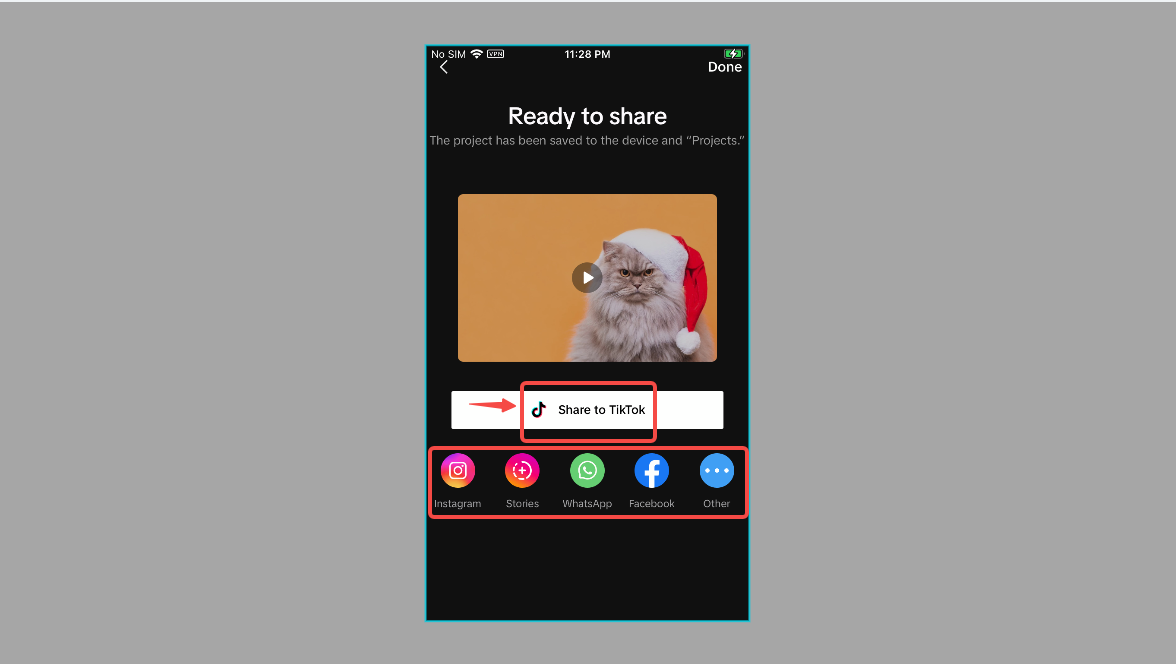 Share your edited video to social media 
