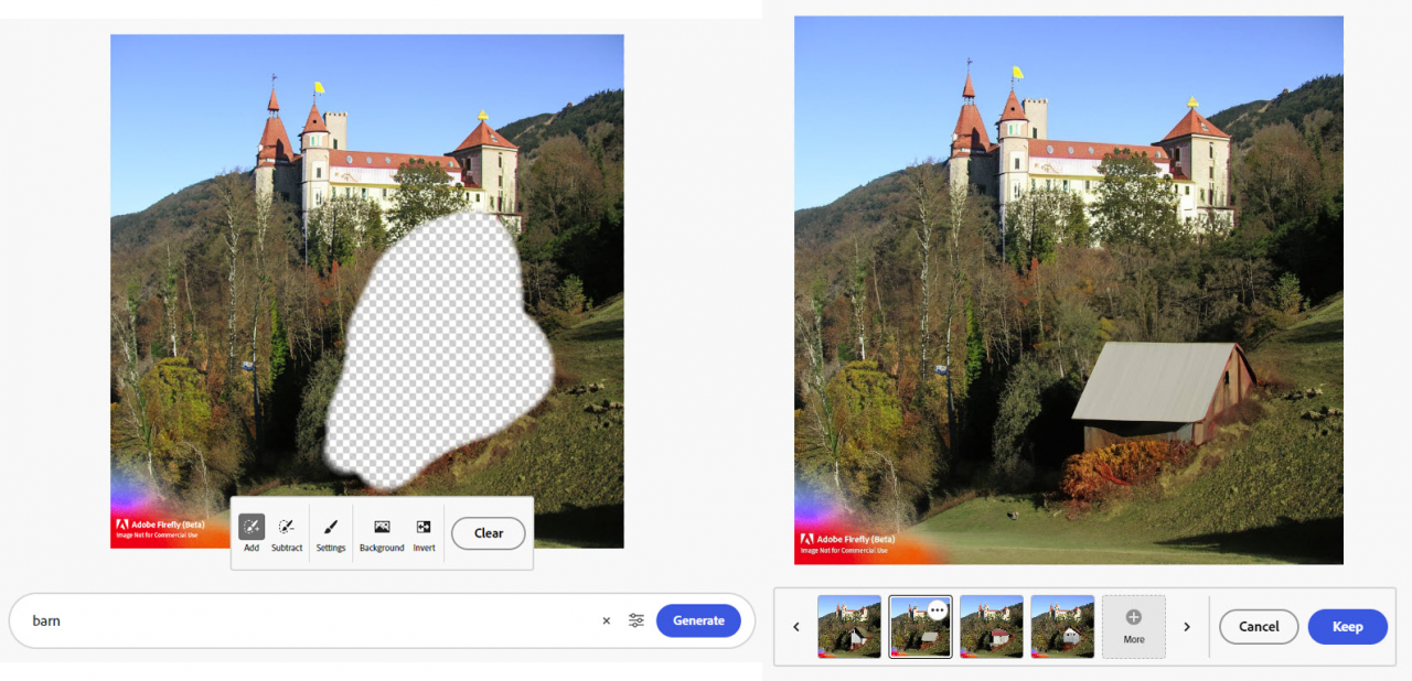 Using the generative fill in Adobe Firefly