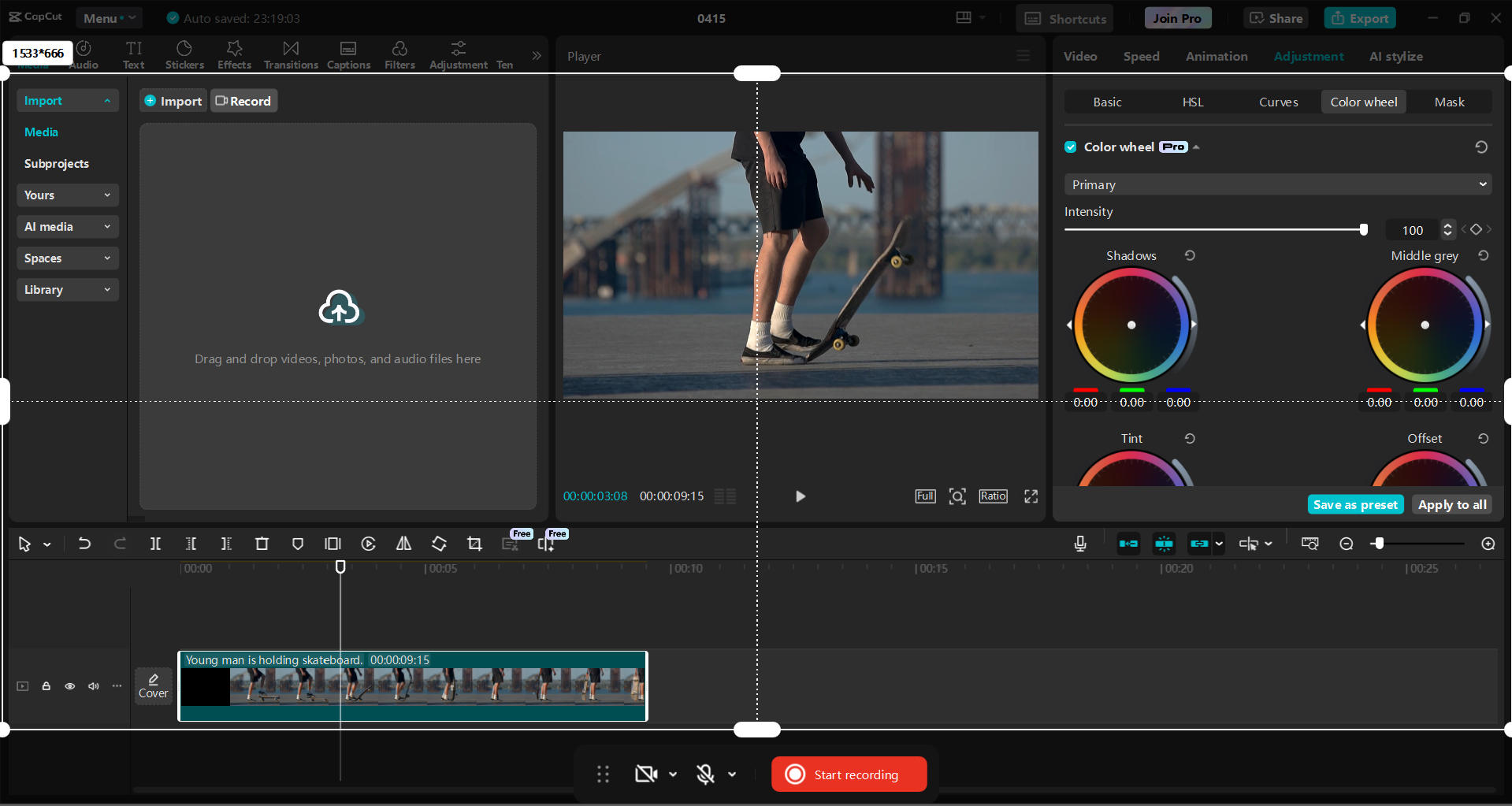 Antara muka CapCut editor video desktop - cara mudah untuk menangkap skrin dan mengedit rakaman