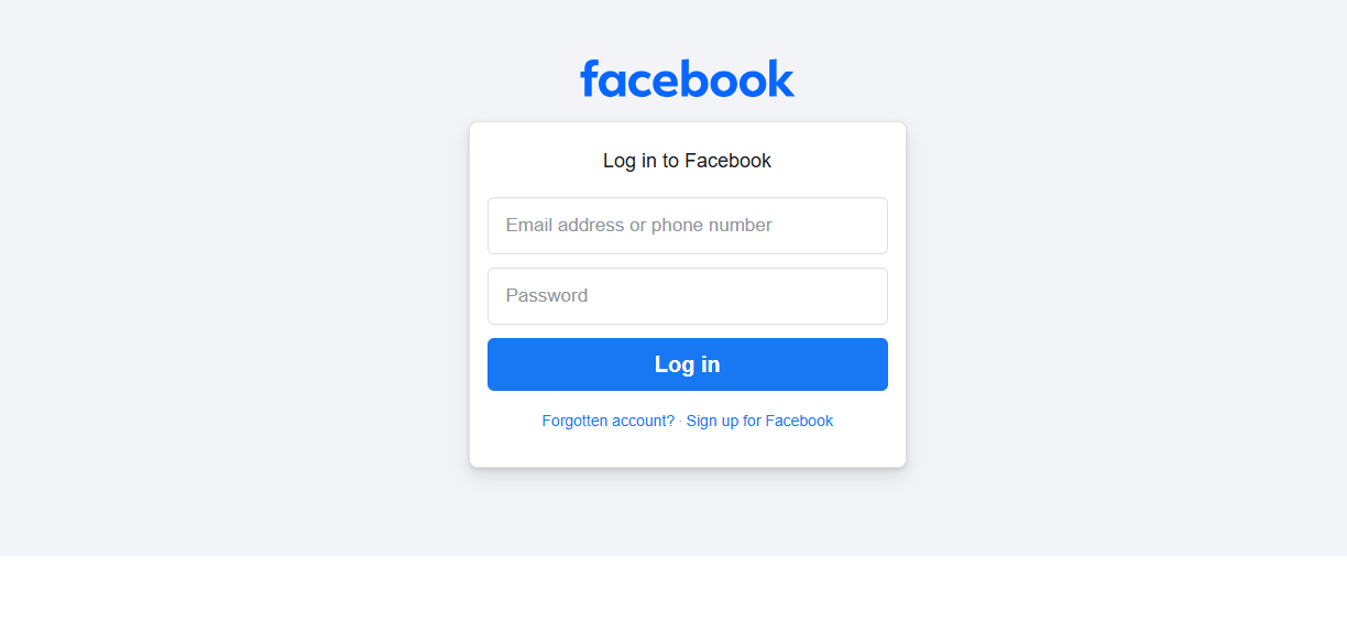 Log in to your Facebook account