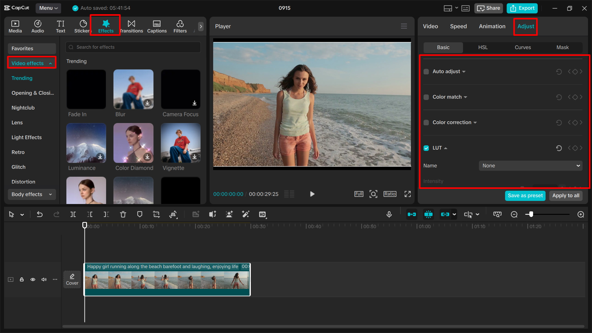 Editing the video in the CapCut desktop video editor