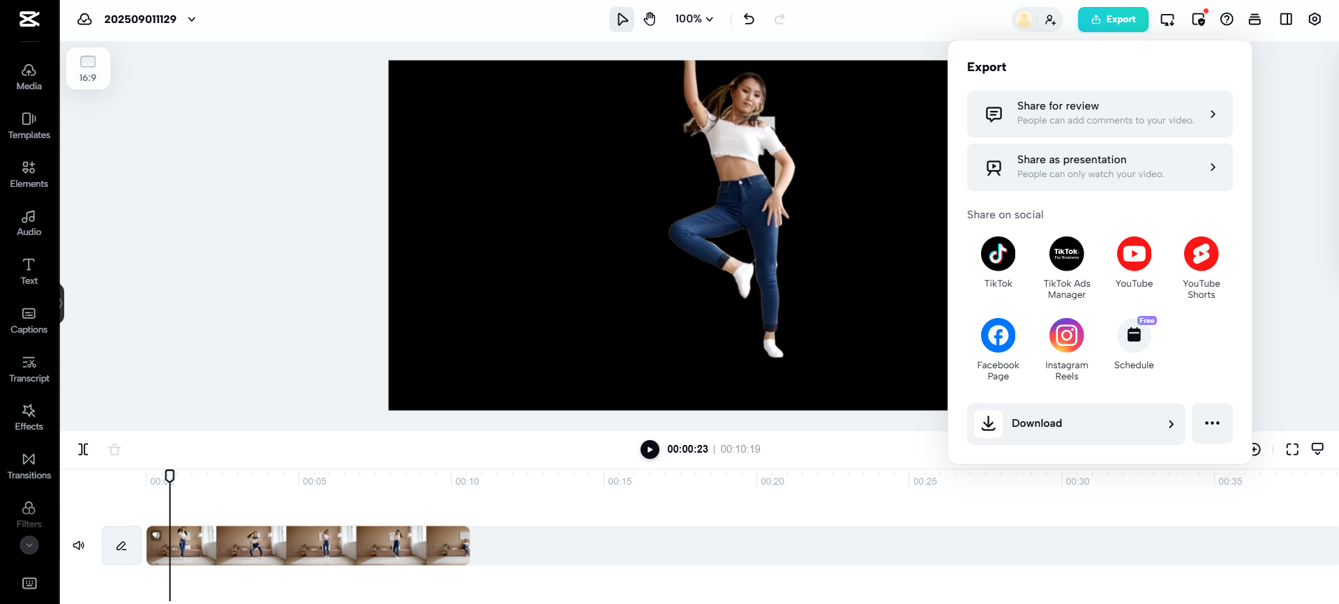 Export your final video