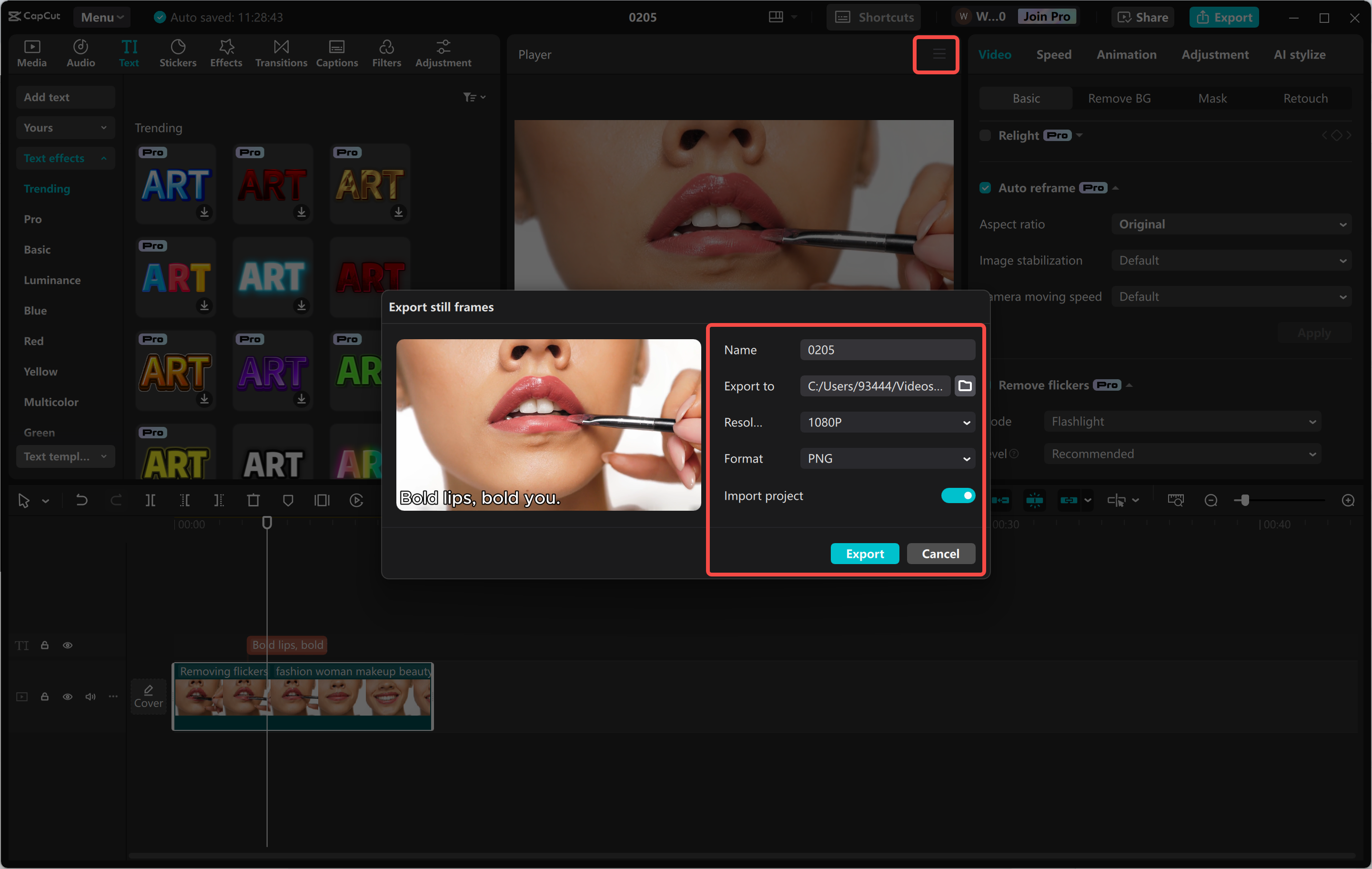 Exporting a video from the CapCut desktop video editor