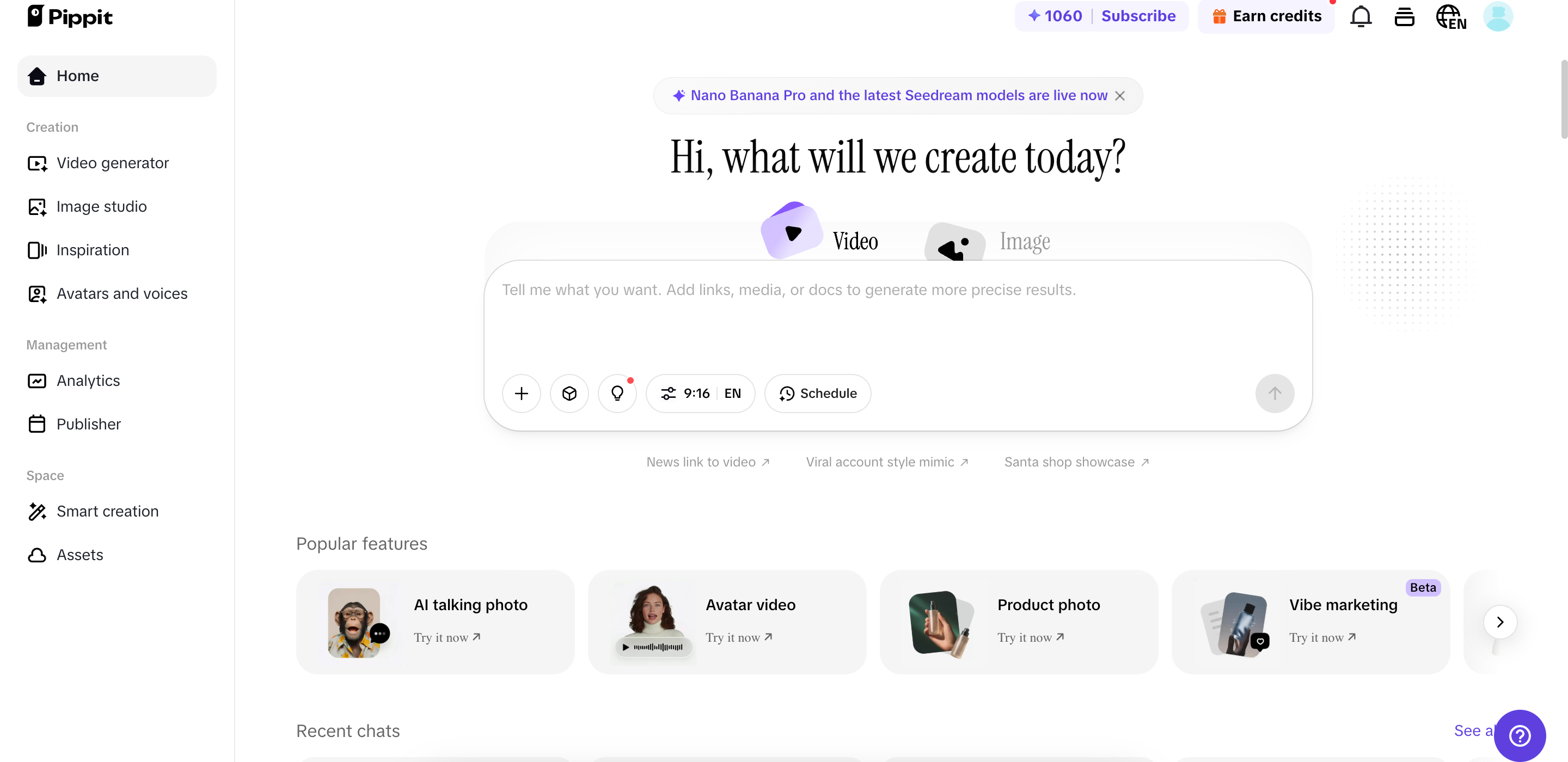 Pippit home page