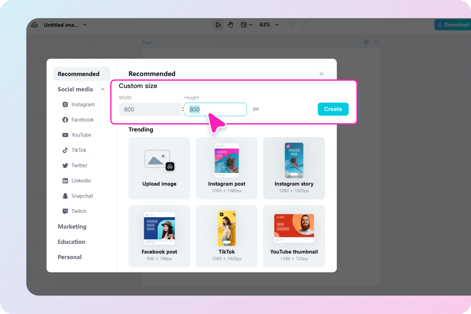 description=The Pippit image editor showing an image that has been upscaled, with the 'Retouch' and 'Effects' side panels open, demonstrating the integrated editing capabilities.
