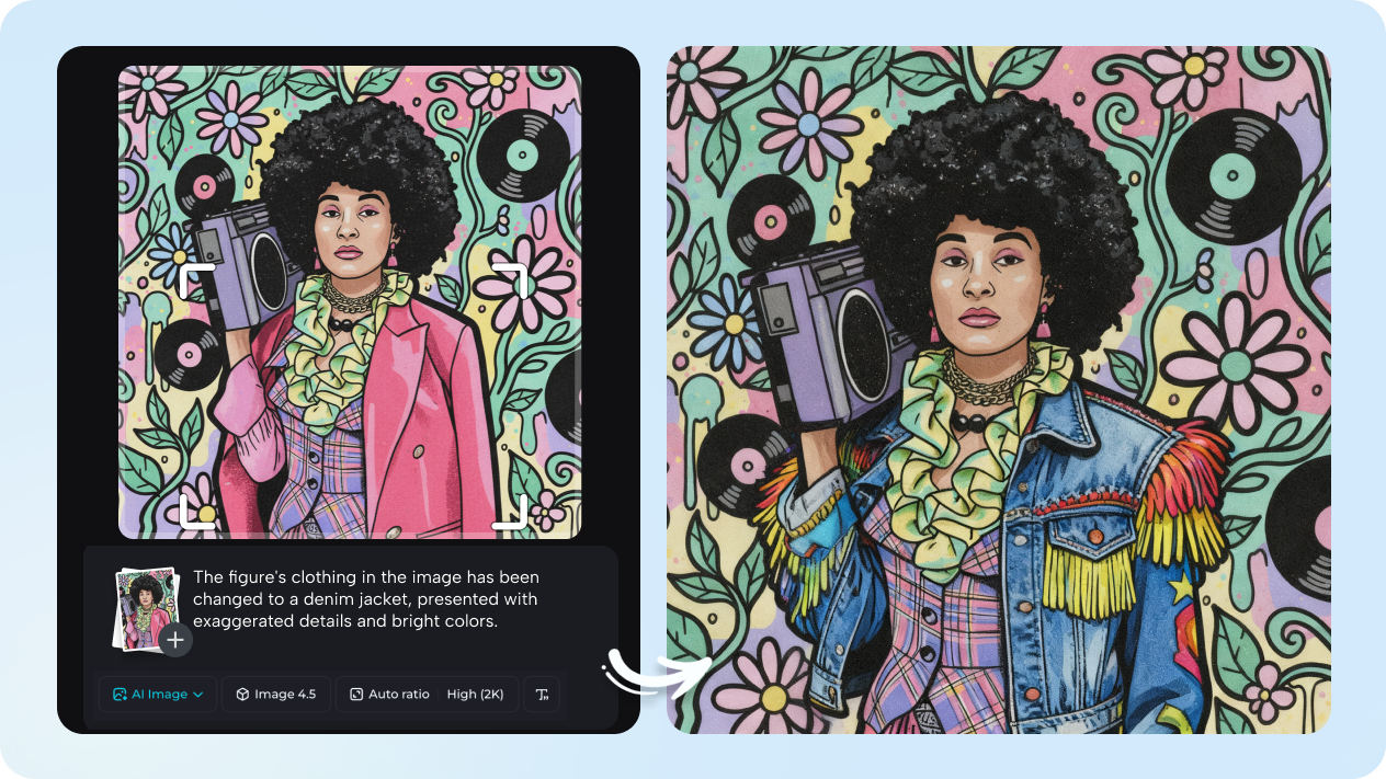 menyesuaikan setiap butiran dengan penyuntingan AI interaktif