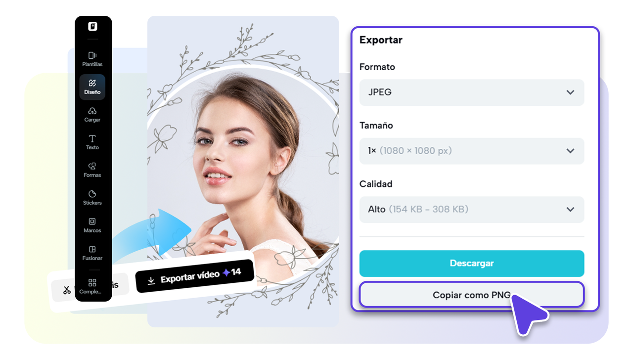 Seleccionar plantillas en los preajustes o eliminar el fondo te ayuda a editar fotos rápidamente.