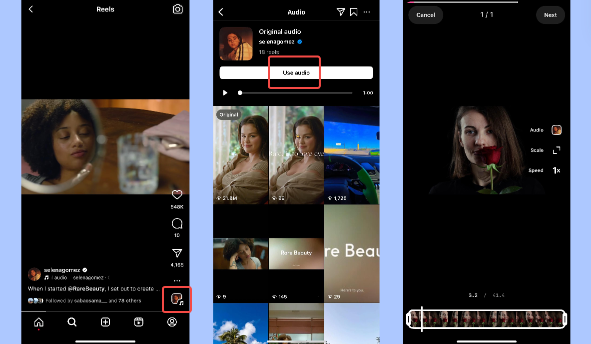 Add music from other Reels