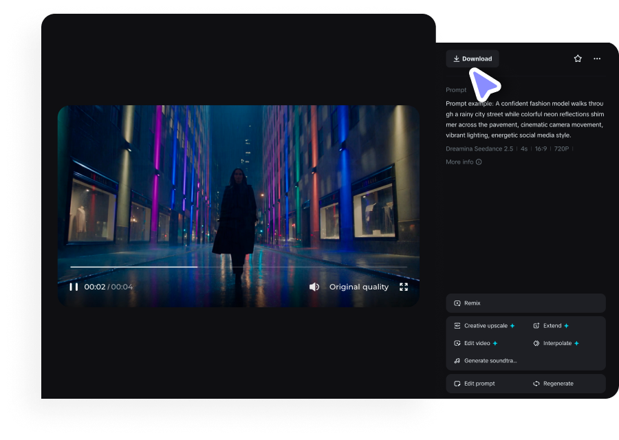 Vorschau, Upscale und Download