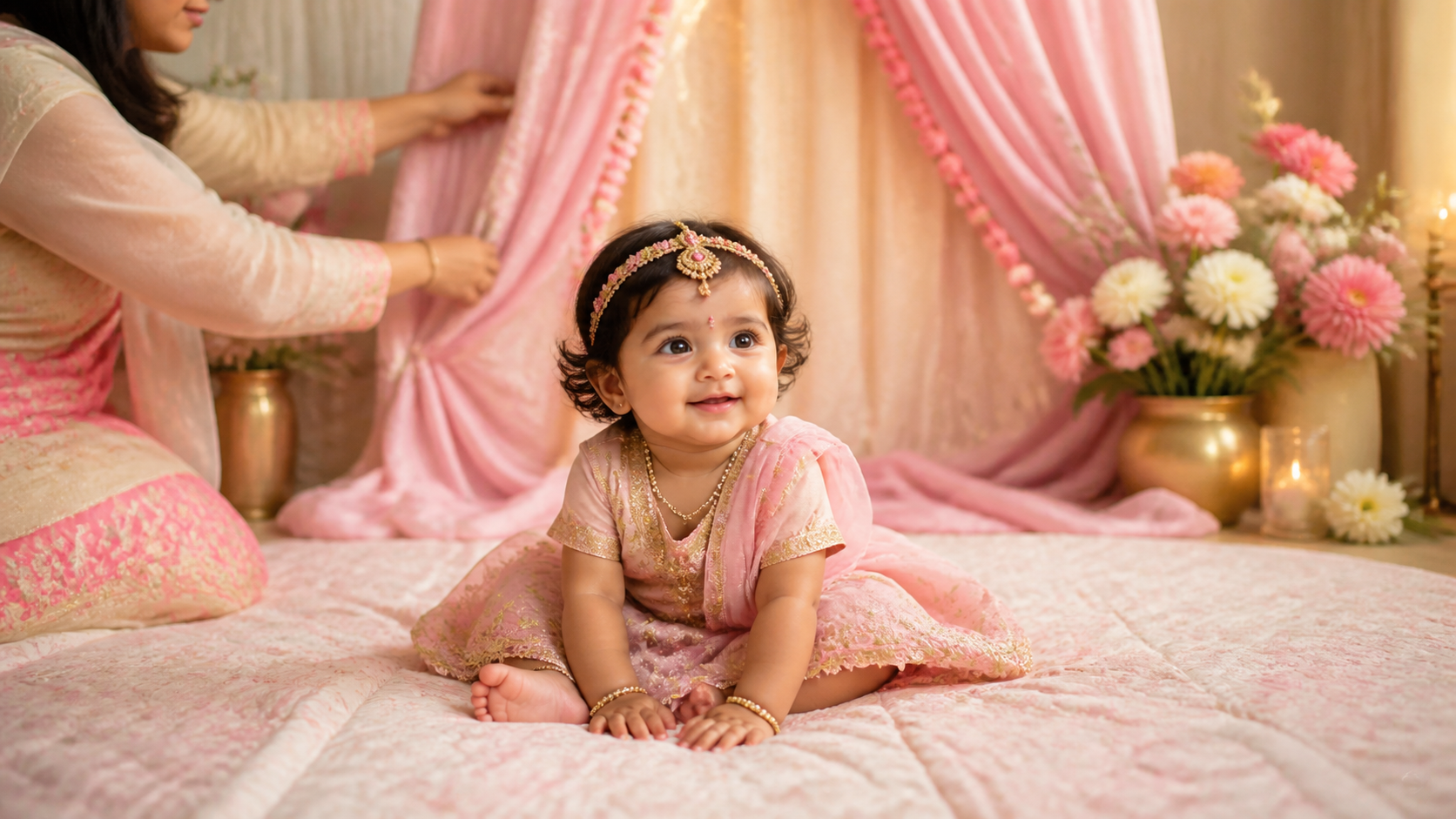 baby radha rani prompt example — Festive color and detail variation
