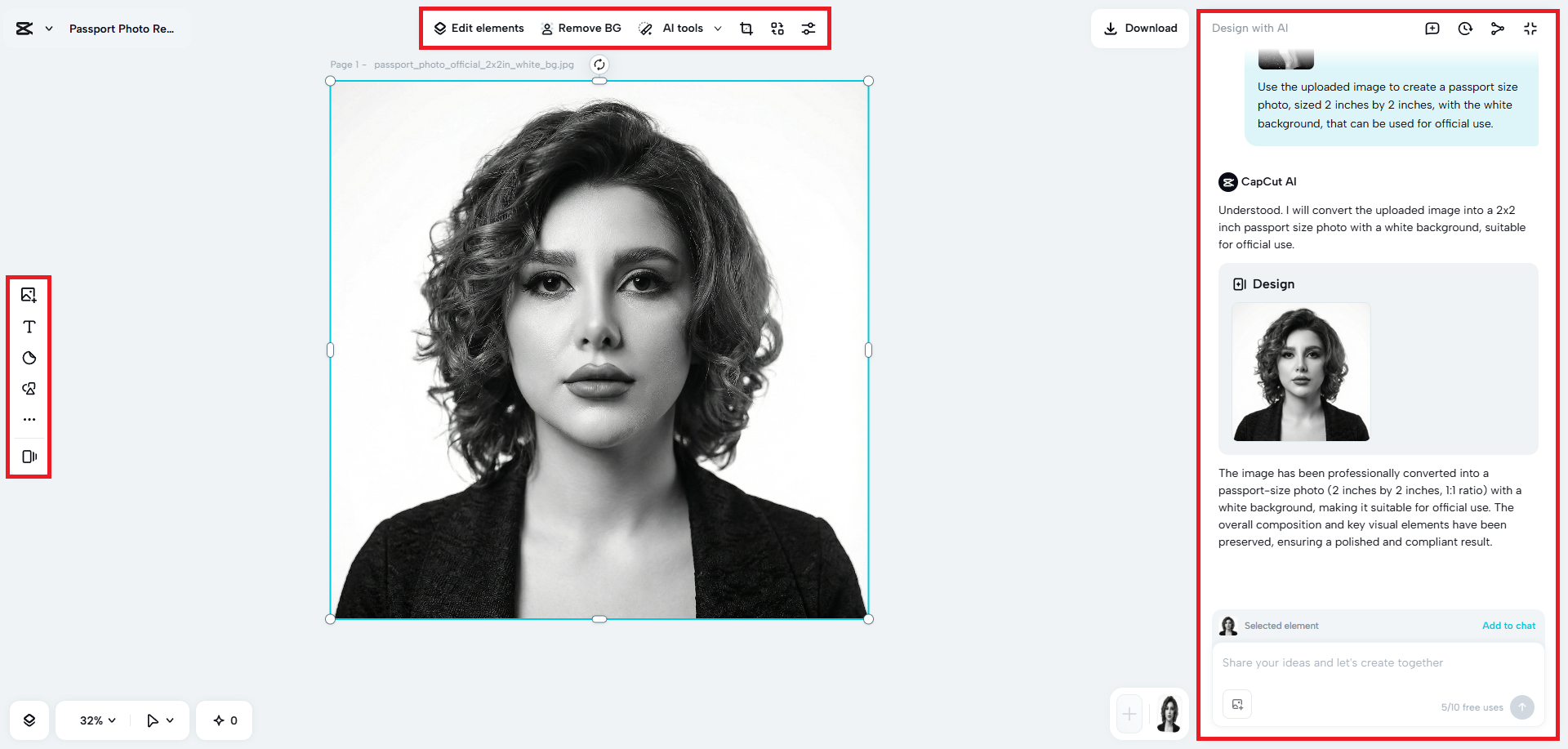 Refine your passport-size photo