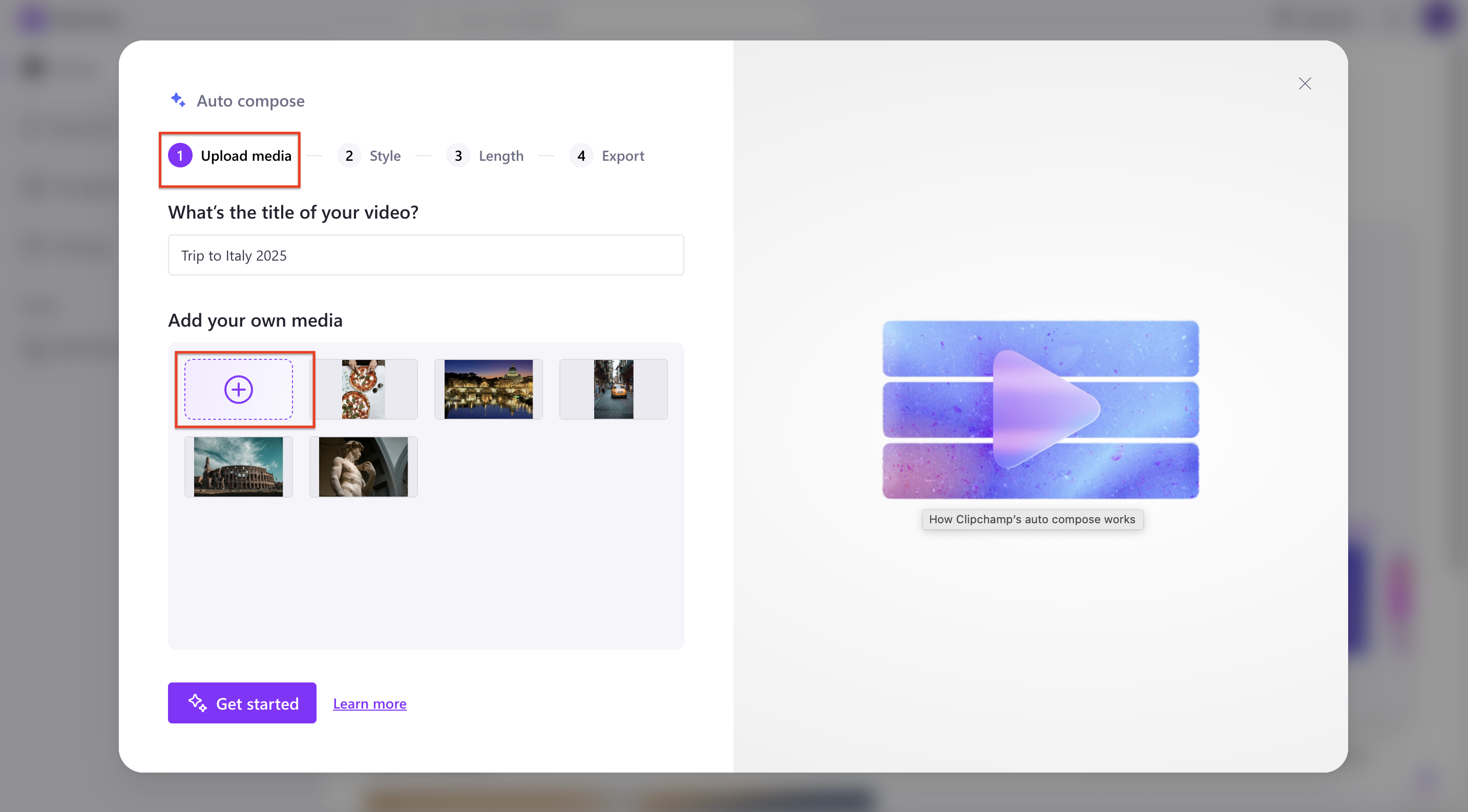 Sube los archivos multimedia para el video