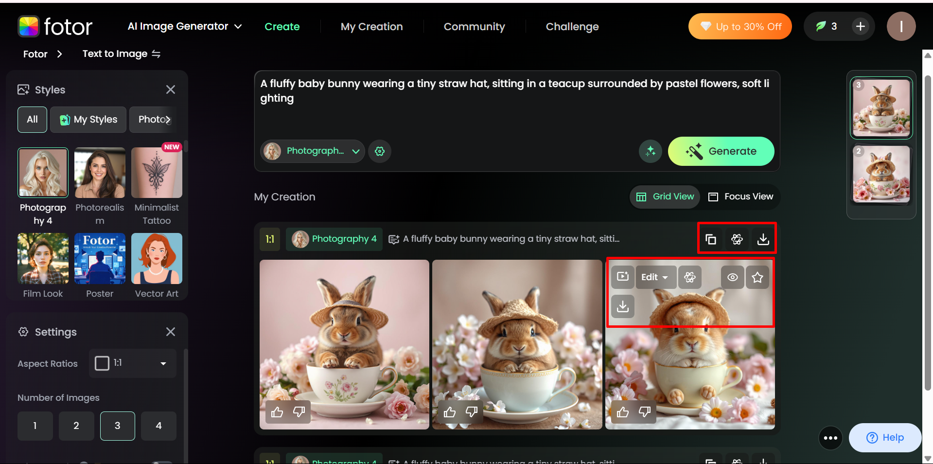 Downloading the final image from the Fotor AI image generator
