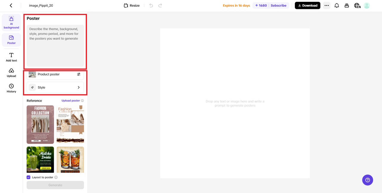 AI-based prompts for poster generation