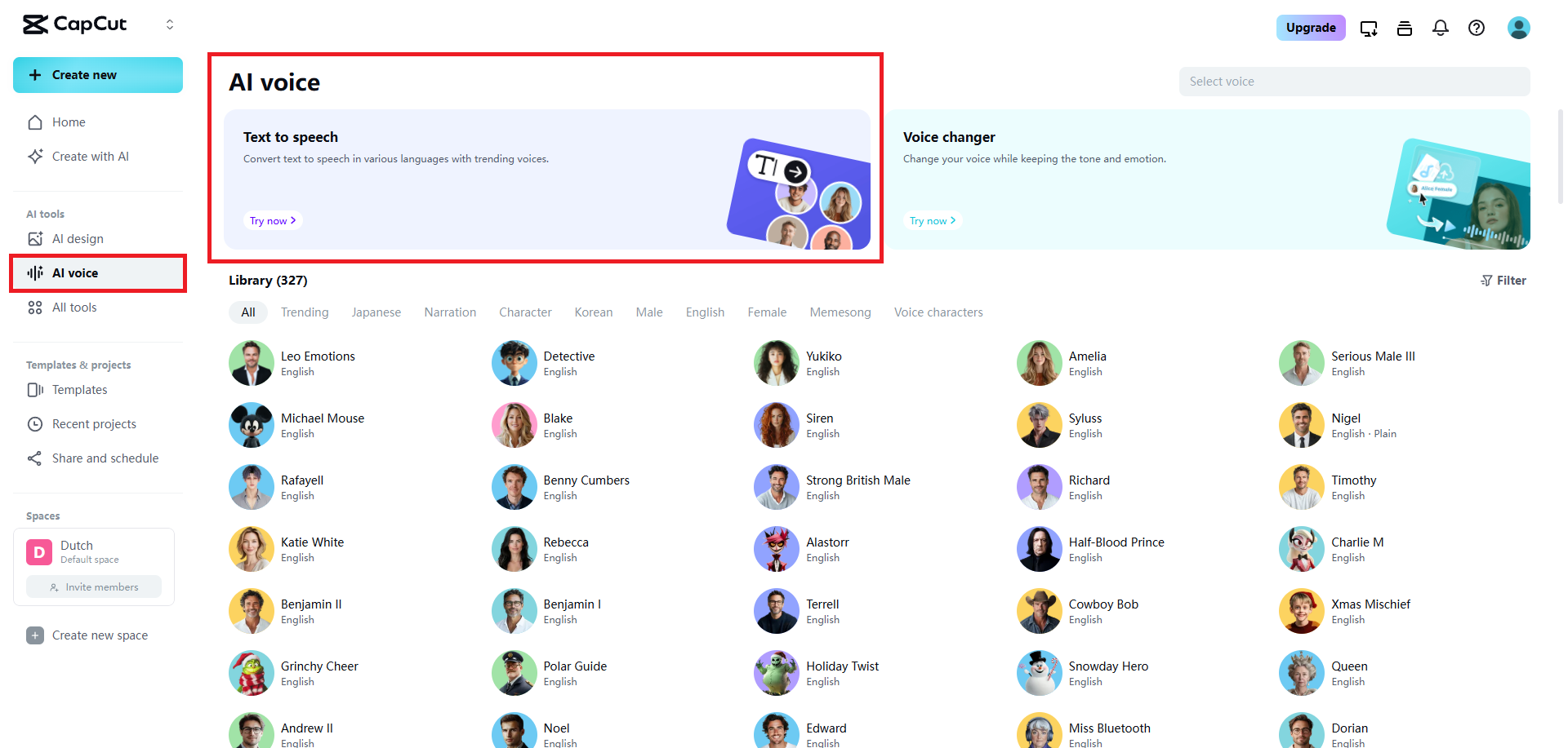 Select the text-to-speech (TTS) function