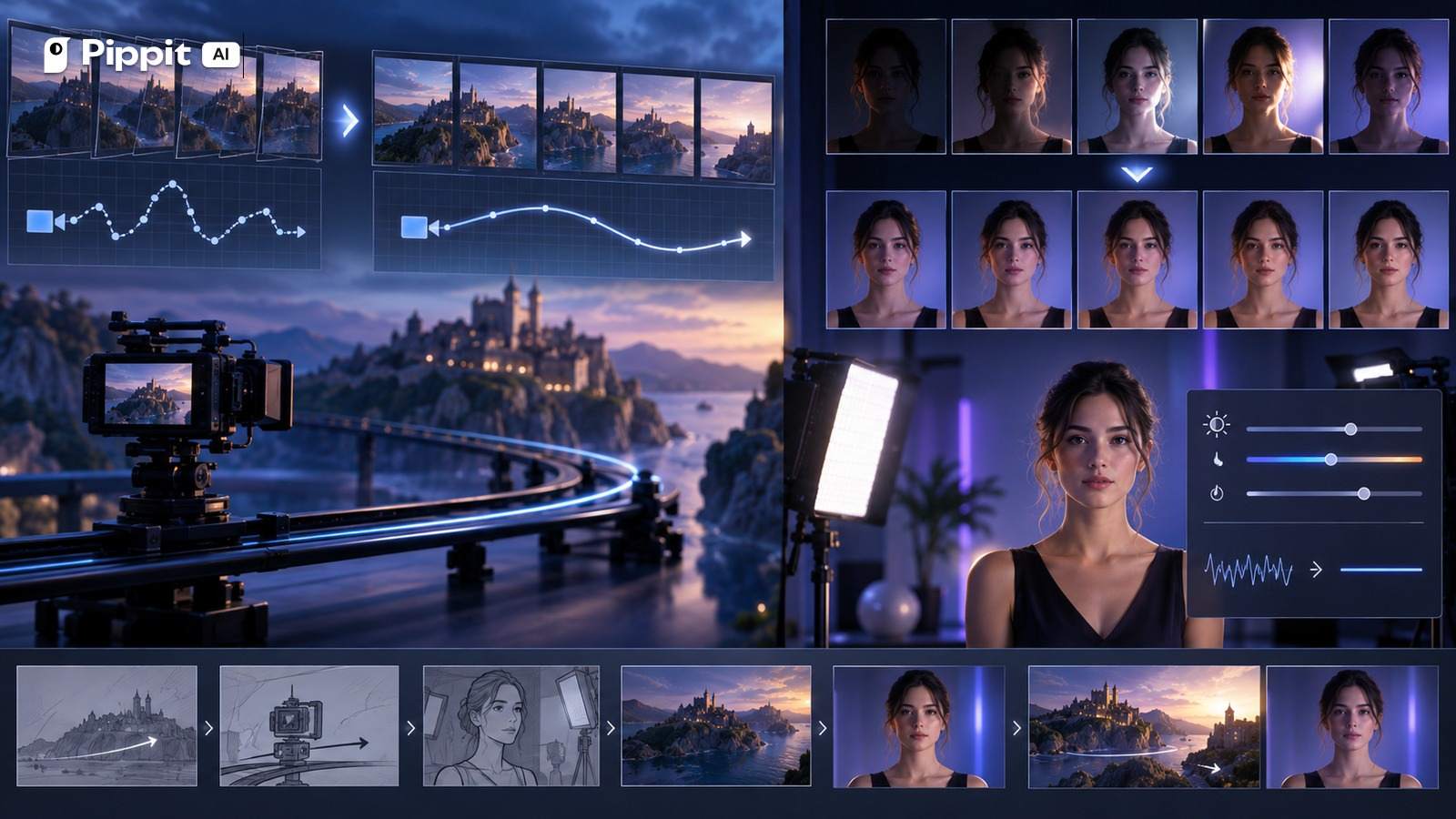 Camera path and portrait frame comparisons show smooth movement and stable lighting.