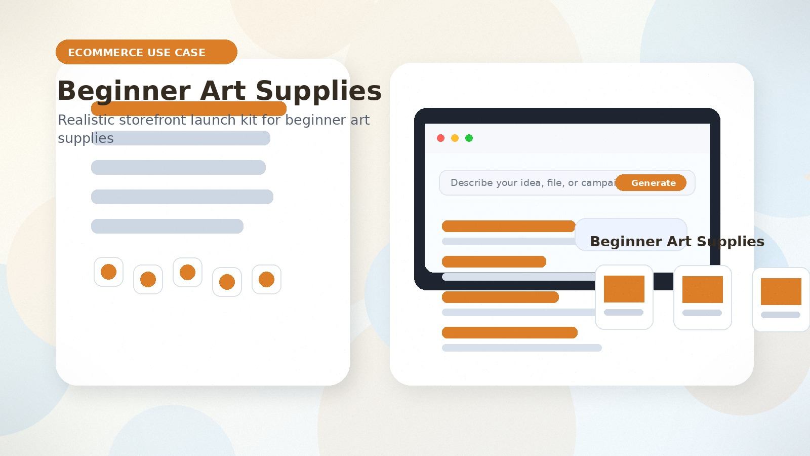Beginner Art Supplies realistic ecommerce use case visual for beginner art supplies