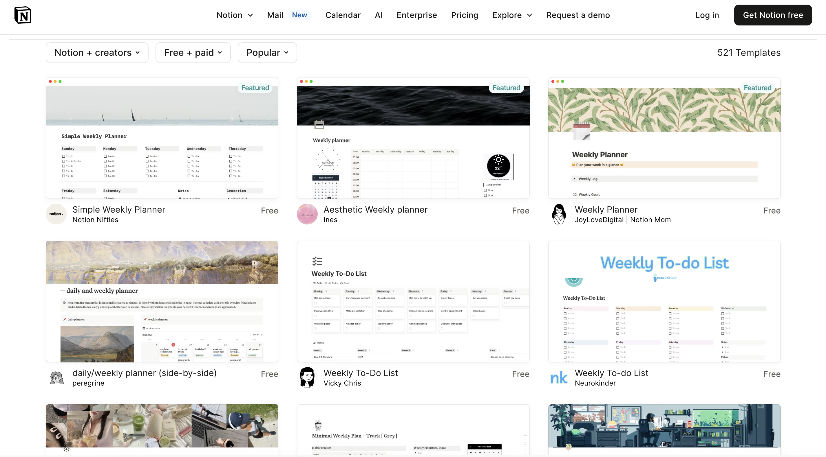 Notion weekly timetable template