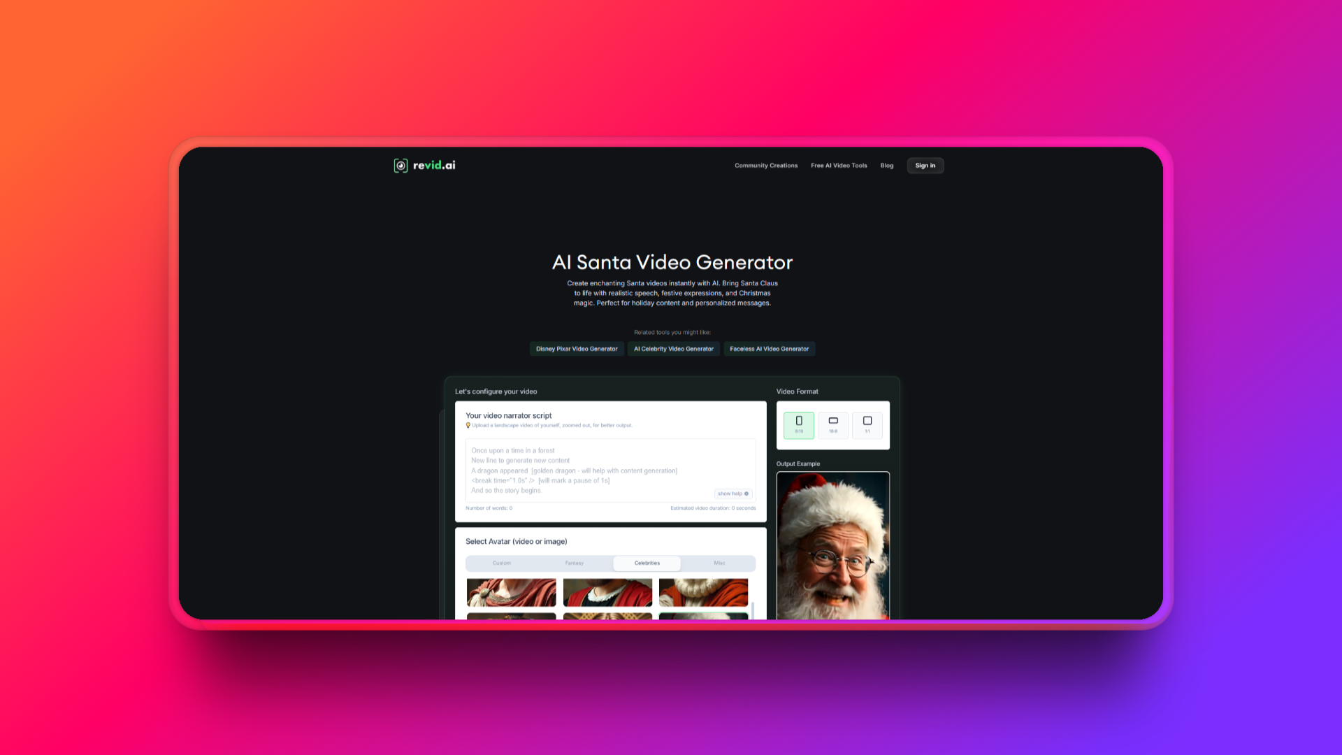 Revid를 사용하여 AI 산타 비디오를 제작하기