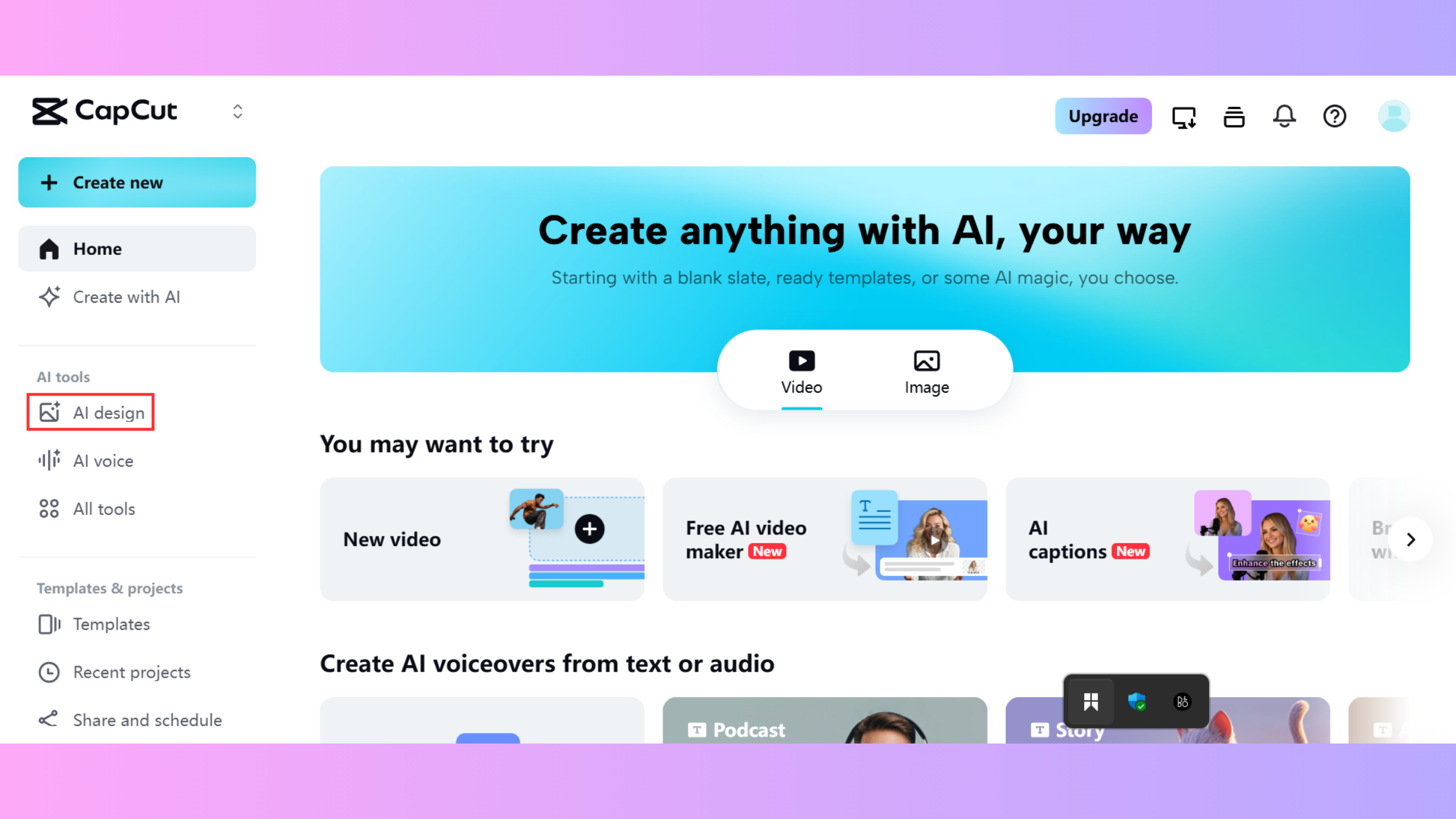 CapCut Web AI tervezőügynök
